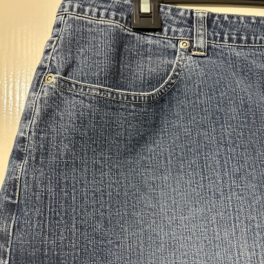 Venezia Y2K Denim Skirt Plus Size 20 Dark Wash Button Front Raw Hem Pockets - Picture 4 of 7